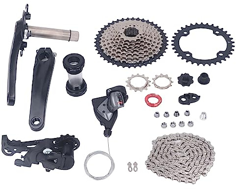 Phefop 10-växlad Cykelgruppset Aluminiumlegering Växlingssats Svänghjul 32T 34T 36T Vevväxelkedjeuppsättning 36T för Mountainbike-uppgradering för Pendlingsleder (34T Kedjekrans)