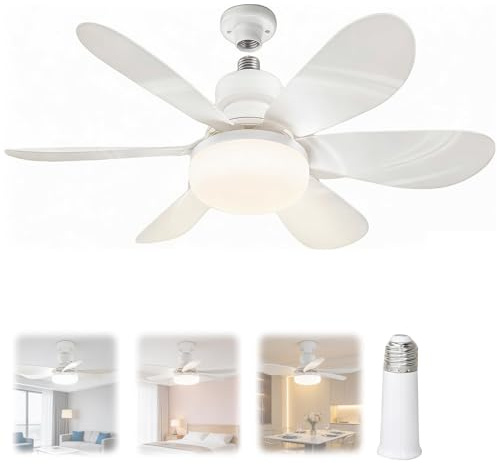 Natwo Ceiling Fan Light Bulb, Threaded Connection, Ceilings Fans with Light, Remote Control, Ceiling Fans Lights Dimmable, E27/B22 Ceilings Lamp with 6 Blade,3 Speed Timing[Energy Class A++]