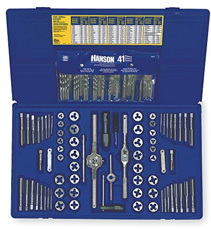 IRWIN Tools Hanson 26377 Jeu de 117 vis mécaniques/taraud métrique et filière hexagonale et forets Argenté/bleu
