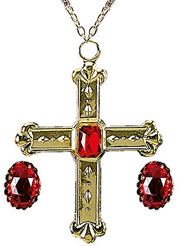 W WIDMANN MILANO Party Fashion - 3076C - Parure di cardinali, collana con croce e 2 anelli, gioielli, clero, festa a tema, carnevale