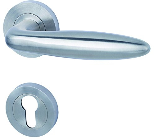 Alpertec 88029910 Edelstahl Adelaide-R PZ Drückergarnitur Türdrücker Türbeschläge Neu, für Wohnungseingangstüren beidseitig Drücker