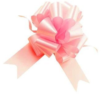 Confezione da 50 PZ coccarde rosa autotiranti gran fiocco, nastro da 5 cm, per nascita bimba