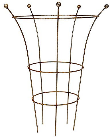 RUDDINGS WOOD Large Heavy Duty Natural Rust Herbaceous Plant Support Ring (79cm x 50cm) Garden Rusted Metal Peony Flower Grow Through Cage Frame