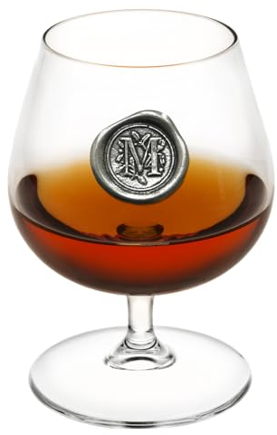 English Pewter Company Verres à cognac cognac cognac de 14,5 oz avec initiales monogramme - Cadeau personnalisé avec votre choix d'initiale (M) [MON213]