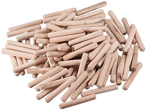TERF® Holzdübelstifte, 6 mm x 40 mm, Massivholz, getrocknet, geriffelt, abgeschrägt, Hartholzstangen, Möbel für professionelle Tischler, Heimwerker- und Bastelprojekte, 200 Stück