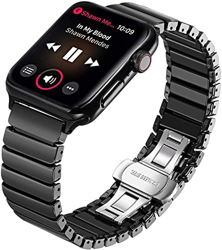 Keramikarmband für Apple Watch 11/10/9, Ultra 3, SE 3, Glied-Armband | MaKTech, 316L-Edelstahlverschluss, Glatt & Langlebig, für Apple Watch Series 11/10/9/8/7/6/5/4, Ultra 3/2/1, SE 3/2/1
