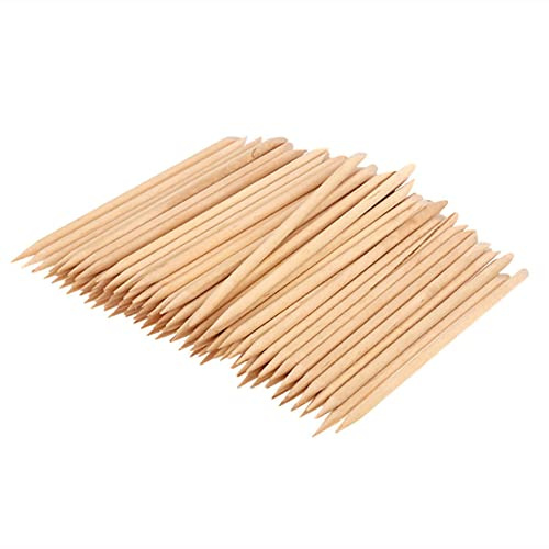 ANCLLO Lot de 100 bâtonnets à ongles en bois double face multifonction pour manucure et pédicure