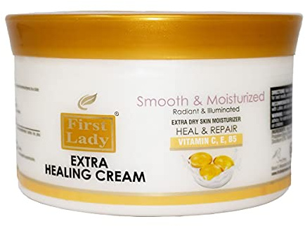 First Lady Extra Healing Cream 500ml – Vitamin C, Vitamin E & Niacinamide Body Cream – Deep Moisturising & Skin Repair for Dry, Damaged Skin – Brightening & Hydrating Lotion