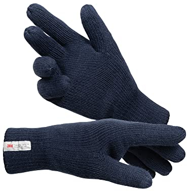 Indicode Herren Jason Handschuhe Fleece Futter | Herrenhandschuhe Damenhandschuhe Navy, M/L