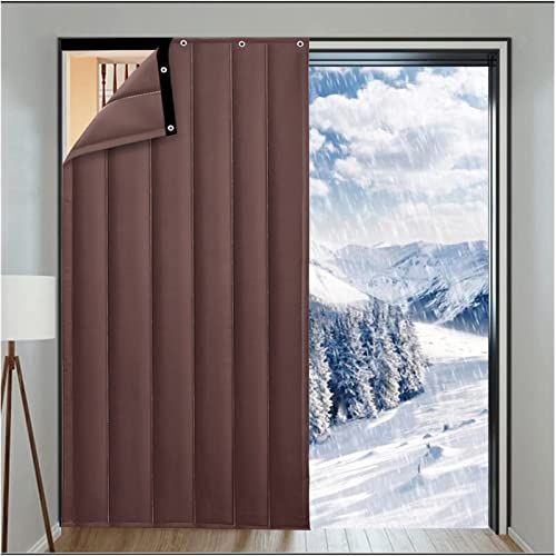 AYLYHD Thermovorhang Gegen Hitze KäLteschutzvorhang HaustüR 3cm Verdicken Warme Vorhänge Winddicht Kälteschutz Abgeschnitten Vorhang, Anpassbar (Color : Brown, Size : 120x240cm/47.24x94.49in)