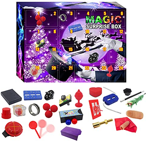ARTOCT Weihnachtszauber-Set Kinder, Adventskalender 2021 Tricks Spielzeug, 24 Stück Weihnachts-Countdown-Kalender Erstaunliche Zaubertricks Requisiten Kinder