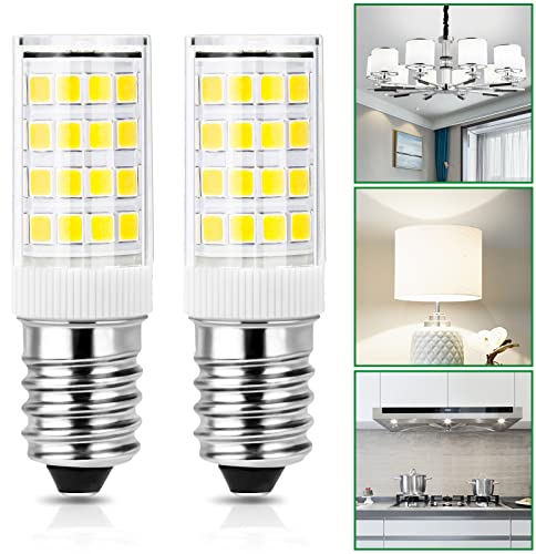 Tailcas E14 LED Birne Kaltweiß, 4W E14 Lampe 6000K Kühlschranklampe Ersatz für 40W Glühlampe, 400LM, AC 220-240V, für Dunstabzugshaube Nähmaschine Wohnzimmer, Nicht Dimmbar, 2er Pack