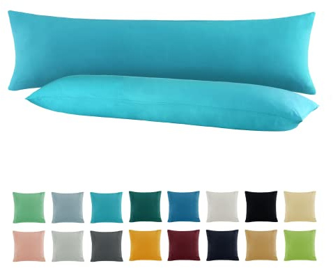 SHC by BaSaTex Jersey Kissenbezug, 2er Pack, 40x145 cm, Türkis | 100% Baumwolle, Kissenhüllen, Kopfkissenbezug, Seitenschläfer Kissenbezug