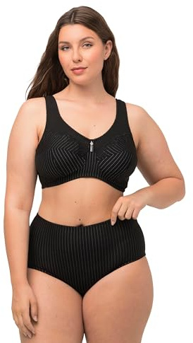 Ulla Popken Damen Entlastungs-BH, ohne Bügel, Strassanhänger, Cup C - G Bra, schwarz, 95F