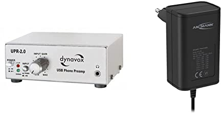 Dynavox Phono-Vorverstärker UPR-2.0, Silber & ANSMANN APS 300 Universal Stecker Netzteil 12V inkl. 7 verschiedende Adapter Stecker - Netzstecker bis max. 600mA