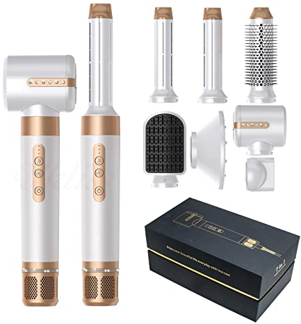 TANSHINE 7 in 1 Hairstyler,110000 RPM High Speed Ionen Haartrockner Föhn Set für Schnelles Trocknen,Auto Wrap Airstyler Haarstyler Fföhnbürste Warmluftbürste Set,Blowout Hot Air Dryer Brush