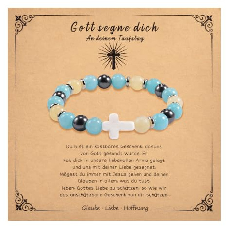 BOCHOI Kreuz Armband Perlenarmband Damen Christliche Geschenke | Naturstein Perlen Armband Mädchen Armbänder Geburtstag Valentinstag Geschenke Für Mama Tochter Oma Enkelin Schwester Freundin