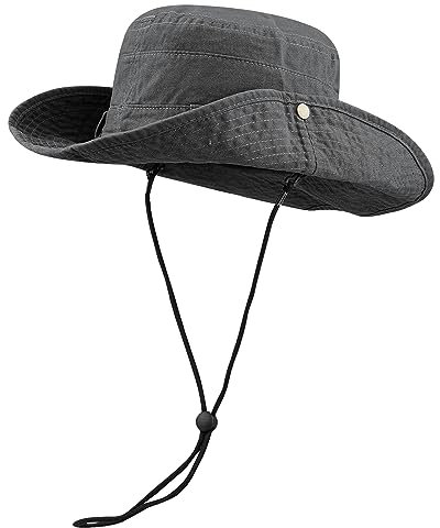Clakllie Boonie Bush Hat Unisex Safari Hat with Adjustable Chin Strap Baumwolle Outdoor Schlapphut Lässiger Fischerhut Schlapphut Cowboy Huts
