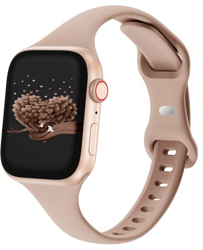 Bracelet fin compatible avec Apple Watch 38 mm, 40 mm, 41 mm, 42 mm, 44 mm, 45 mm, 46 mm, 49 mm, bracelet de rechange en silicone souple pour iWatch Series 10/9/8/7/6/5/4/3/2/1