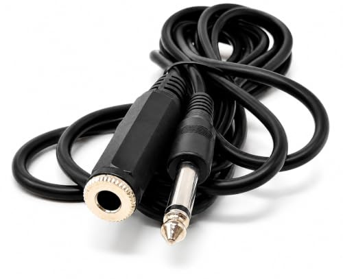 Drut Cavo Audio da 3 m 6,35 mm 1/4 Mono Jack a Presa di prolunga Maschio-Femmina per Chitarra, Altoparlante, Amplificatore, Strumenti Musicali (10 Piedi, Nero)