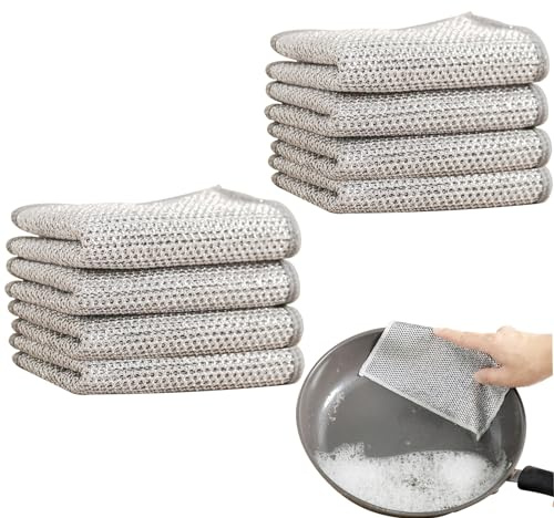 Mehrzweck-Draht-Geschirrspüllappen Für Nasses Und Trockenes, 8 Stück Wiederverwendbares Reinigungstuch, Wire Dishwashing Rags, Putztücher Für Pfanne, Topf, Herd, Küche, Haushalt (8 Stück)