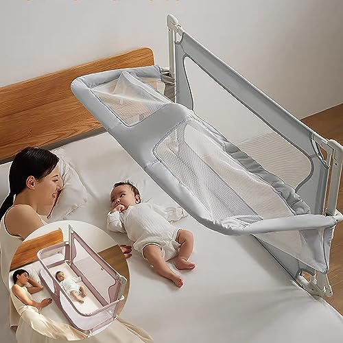 3 in 1Beistellbett Baby, Babywiege, Stubenwagen Babybett, Baby Bett,reisegitterbett, beistellbett Baby boxspringbett, Beistellbett mit Moskitonetz, Tragbares Bett für Säuglinge/Neugeborene(Light green