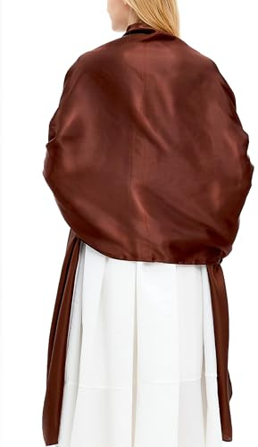 Gragengs Scialli e coprispalle per abiti da sera da donna sciarpa di raso extra lunga matrimonio festa nuziale stola luminosa, Marrone, free size