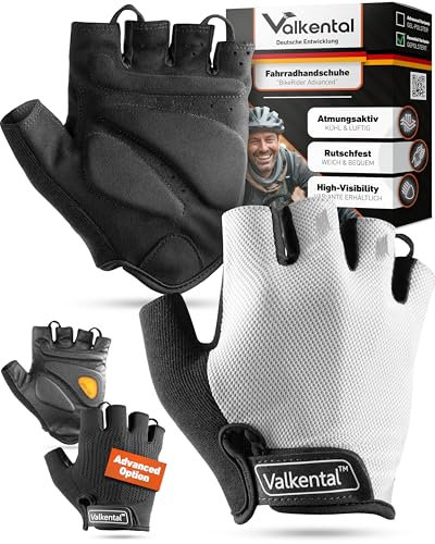 Valkental® - Gepolsterte Fahrradhandschuhe | Weich & Atmungsaktiv | Fahrrad Handschuhe Herren & Damen | Fingerlose Radhandschuhe - MTB/Rennrad/Trekking | Handschuhe Fahrrad Kurz & Leicht