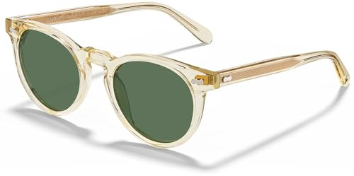 CARFIA Runde Sonnenbrille Herren Damen Polarisierte 100% UV Schutz Acetat-Rahmen Fahrerbrille mit Metallkerne Anti-Glare Brille CA5506