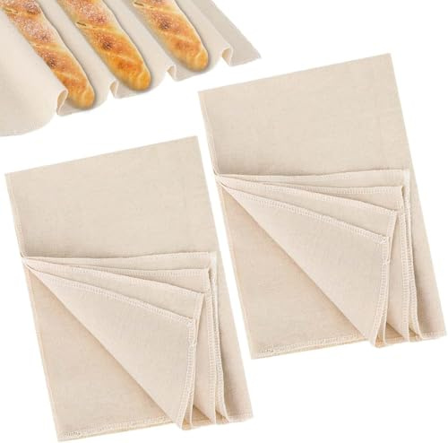2 Pieces Large Proofing Cloth for Bread Baking, Linen Cloth Reusable Bread Proofing Cloth, Thick Baking Bread Cloth for Rolling Dough, Baguettes, Homemade Bread (75 x 45 cm)