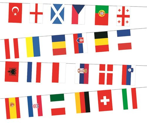 Zxfdsfdbnm Bandiere festive Il Campionato Europeo di Calcio 2024 Gagliardetti 24 Paesi Supporto Team Display Bandiere Per Interno E Esterno