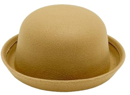 HIQIU Leicht Dünn Bowler Hut Herren - Klassische Roll-up Derby Filz Hut Damen Fedora Melone Hüte (DE/NL/SE/PL, Alphanumerisch, Einheitsgröße, M, Erwachsene# Kamel)