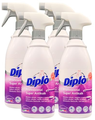 Detergente Spray Professional SUPER ANTIKALK. Elimina Calcare, Ruggine e Sporco. Efficace contro il calcare, la ruggine, i residui di sapone, etc... 700ml (4 Spray)