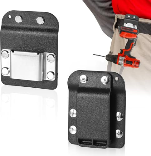 Tranrantic Stainless Tool Belt Holder,Ruggedness Tool Holster Belt Clip,Clip-On Drill Holster,Tape Measure Holder for Belt,Scaffolding Tool Clips,Toughbuilt Pouch for Cordless Drill,Impact,Nailer