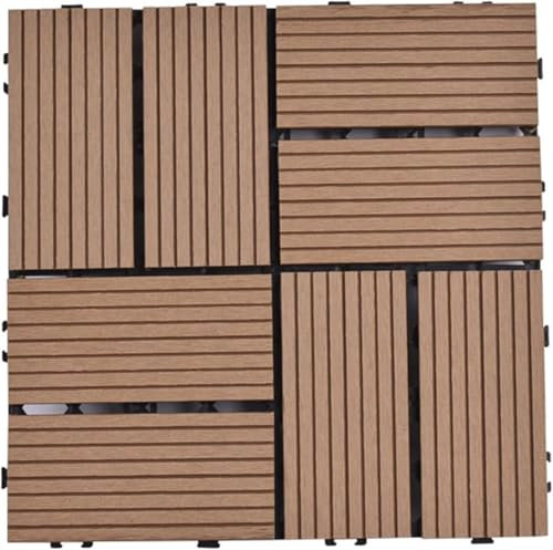 VUIKLCty 1 pz Legno plastica ad Incastro Pavimento Piastrelle Snap-on Balcone Esterno Piastrelle Prato Serra Giardino Patio terrazza pavimentazione(Almond)