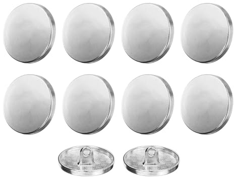 QUARKZMAN 10 Stück Knöpfe 20 mm Metall Flache Buttons zum Annähen Runde Bastelknöpfe für Bekleidung Hosen Mantel Jacken Blazer Hemd Anzüge Dekorieren Handwerk Selber Machen, Silber
