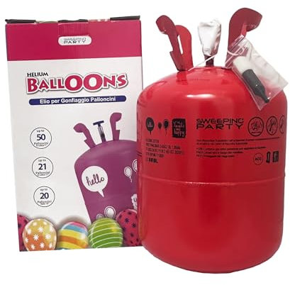 SWEEPING Bombola di elio 0,40 m3 per 50 palloncini in lattice,perfetta per feste di compleanno
