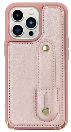 LOWBDGFU Hülle Für iPhone 15/15 Pro/15 Plus/15 Pro Max PU Leder Mobiltelefon Tasche Anti-fingerabdruck Case Geldbörse Kartenfach Hülle Magnetverschluss Handytasche (Pink,15 Plus)