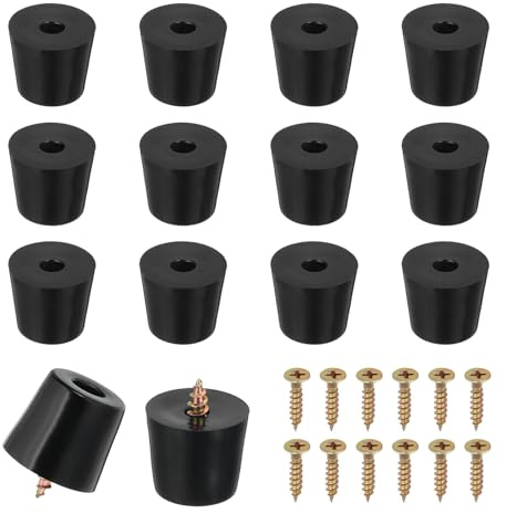 PATIKIL 14 Set Rubber Feet, 20x14x17mm Cutting Board Feet Non Slip Bumpers 5mm Screw on Rubber Feet Round Black Pads for Electronics Furniture Cutting Board Chairs Cabinet Sofa Speaker