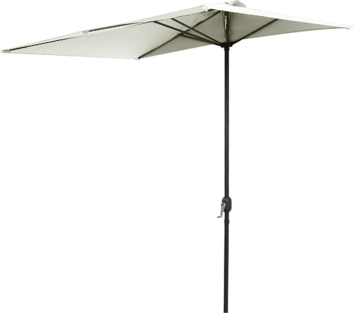 DECHOME - Ombrellone da Parete Mezzaluna Salvaspazio con Apertura a Manovella colore Beige