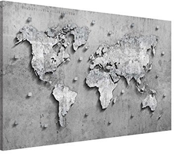 Magnettafel Pinnwand für Magnete Steinoptik Magnetboard - Magnetwand Made in Germany - Weltkarte Modern Notiztafel Küche Flur Büro Visionboard WBMT_1061 (60x40cm)