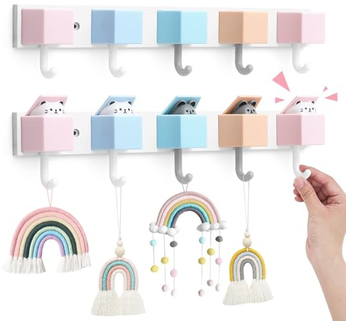 Maitys 2 appendiabiti da parete per bambini, ganci da parete per bambini, ganci arcobaleno per ragazzi e ragazze, grazioso accessorio per il bagno colorato, forniture per vestiti, cappelli