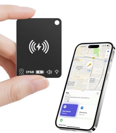 Key Tracker Works with Apple Find My, Air Tracker Tag (iOS Only) Rechargeable Smart Tag Key Finder Locator with Sound, Item Finders for Key, Wallet, Luggage, Backpack, Suitcases, Passport etc