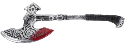 FRCOLOR Realistic Fake axes Prop for Halloween Costume Medieval Cosplay Party Decorations Simulated Axe for Stage Performance, Silver