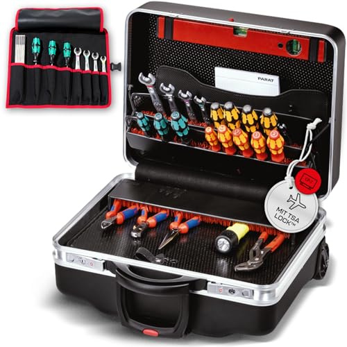 PARAT CLASSIC KingSize Roll neo CP-7 TSA LOCK™ | rollbarer Werkzeugkoffer leer mit Schloss | Für 60 Werkzeuge | Inkl. BASIC Roll-Up Case 8 | Werkzeugkiste mit CP-7 Haltern | 36L Werkzeugtrolley