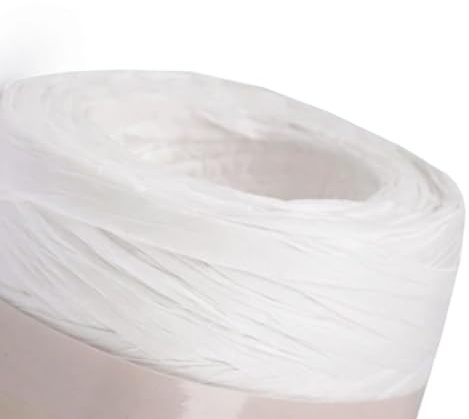 cyclingcolors 1x Fibra Rafia Cuerda de Papel 5-8 mm 100 m Decoración Artesanía Bricolaje hogar Plantas Crochet Joyas Cordel Bolso, Blanco