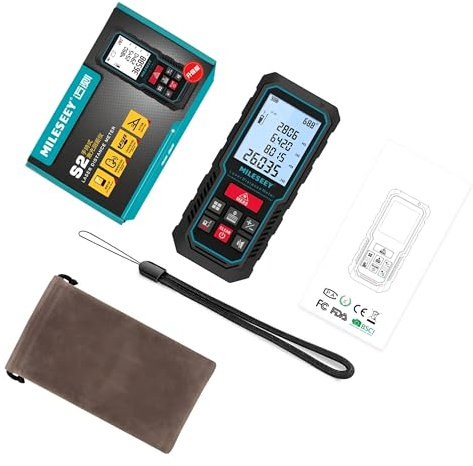 Laser distance meter with Buletooth S2 Laser Measure Rangefinder Handhold Mini Distance Range Finder Angle Meter Fast Result Screen(Red+BT 100M)