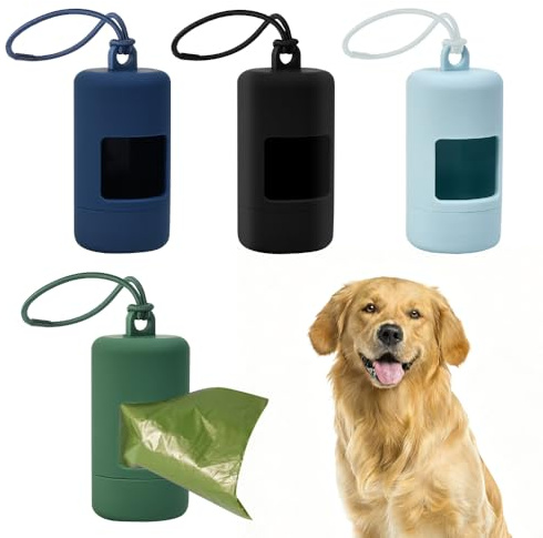 FuxFuis 4 Stück Kotbeutelspender Hundebeutelspender, ABS Hundekotbeutel Spender 9 * 4.5cm Halter für Hund-Kotbeutel Wiederverwendbar Hundekotbeutelhalter Tragbar Kotbeutelspender für Hundeleine
