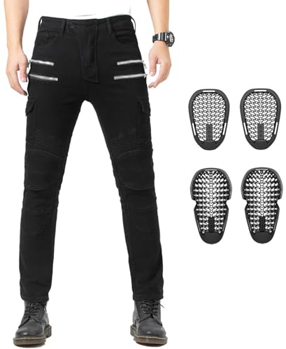 CTBQiTom Pantalones de Moto para Hombre, Pantalones de Motorista Blindados con Armadura CE Desmontable