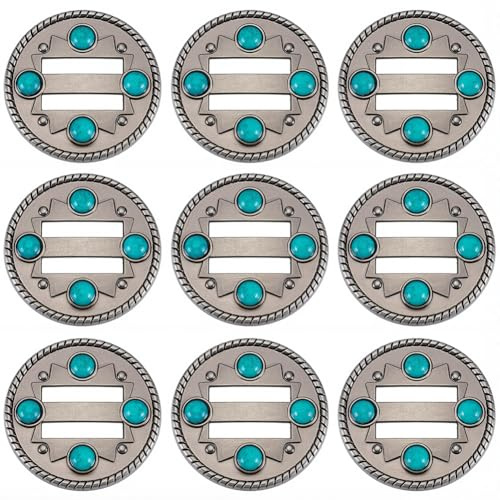 CABODYALS 10 st western hantverk slitsade turkosspänne vintage läderarbete konst bältesspännen antik platt rund spår conchos fästelement för att göra armband väskor bälten hårtillbehör gör-det-själv